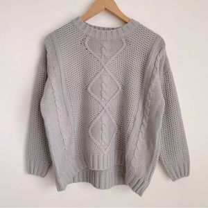 Peachcoco NWOT Women's Vintage Style Cable Knit Sweater, Gray, Medium